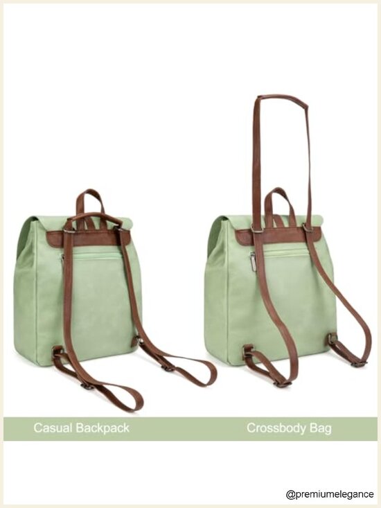 Faux Leather Convertible Backpack Purse for Women Casual Daypack Travel Work